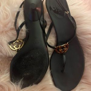 Black Gucci kitten heel sandals